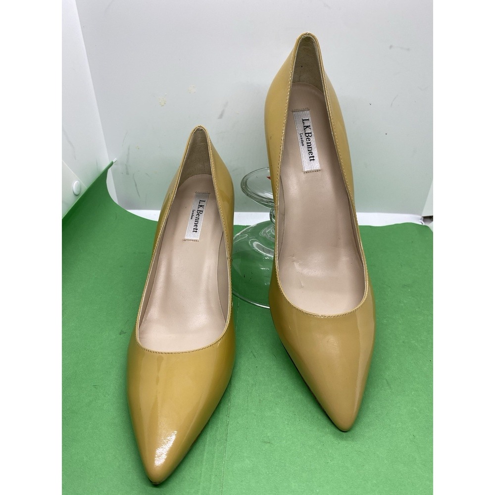 LK Bennett Florete Tan Patent Leather Pointed Toe Stiletto Heels EU 40 US 9